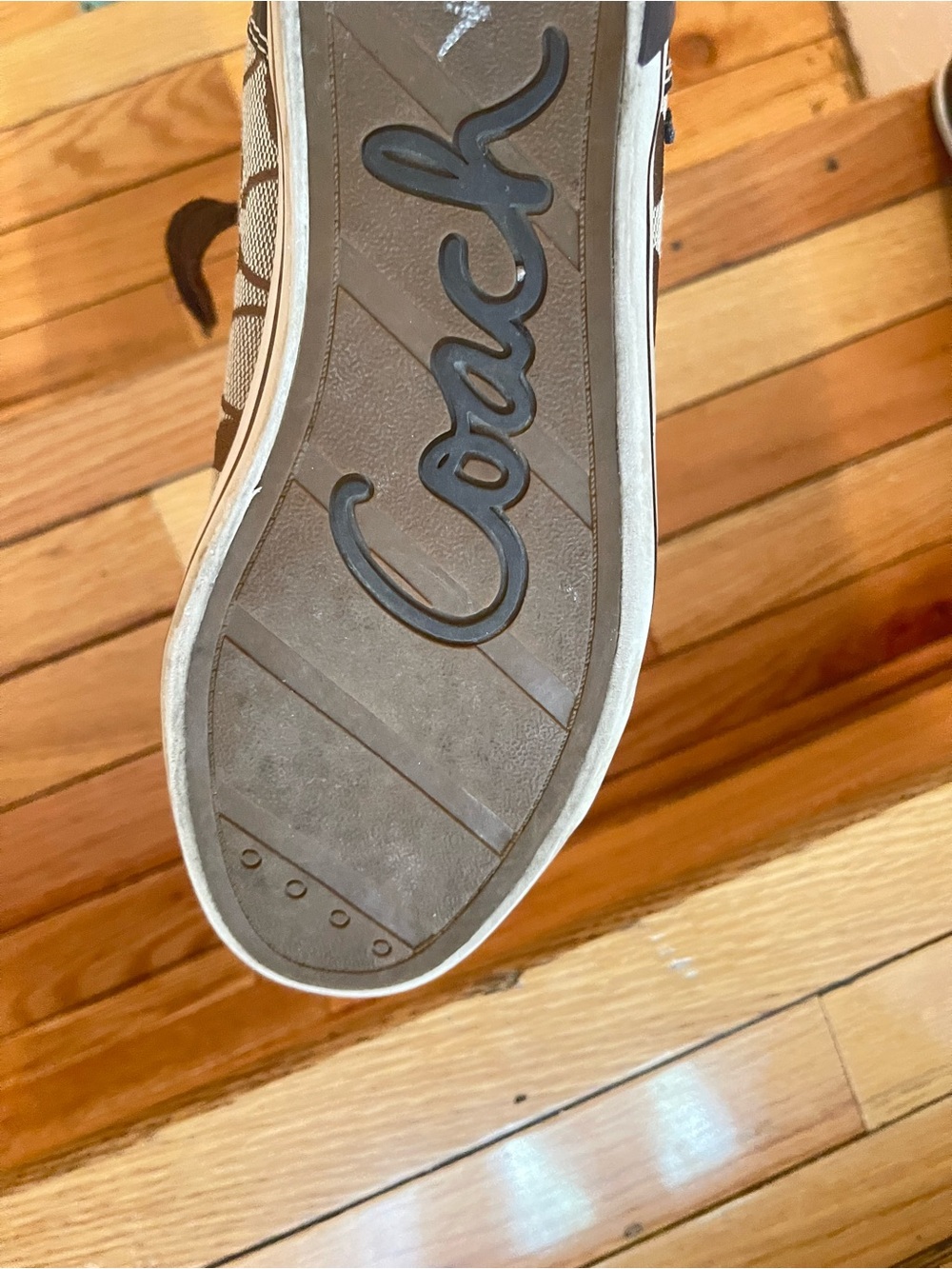 Coach womens Brown Signature High-Top Sneakers with Logo Detail - Picture 8 of 8